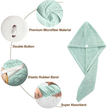 Premium Soft Microfiber Hair Drying Towel Wrap with Button Lock (1 Pc)