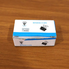 Black Metal Binder Clips (15 MM, 12 Pieces Set)